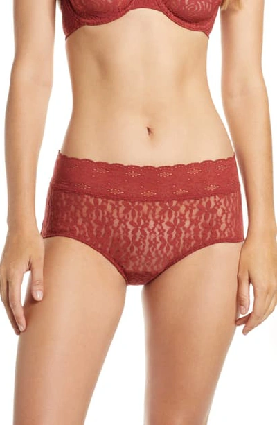 Shop Wacoal Halo Lace Boyshorts In Red Pear