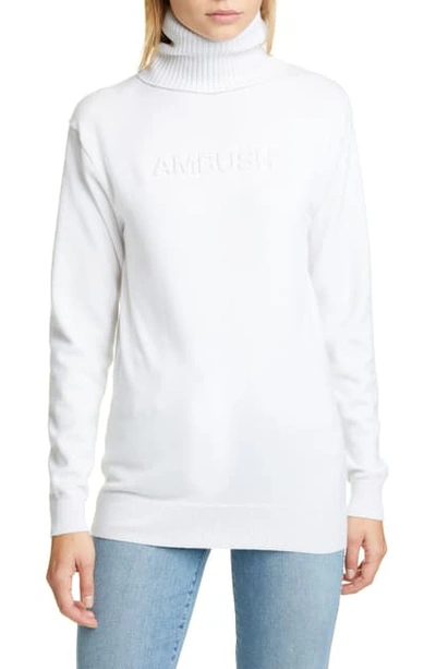 Shop Ambush Logo Embossed Turtleneck Sweater In White