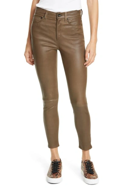 Shop Rag & Bone Nina High Waist Ankle Skinny Leather Pants In Army Leather
