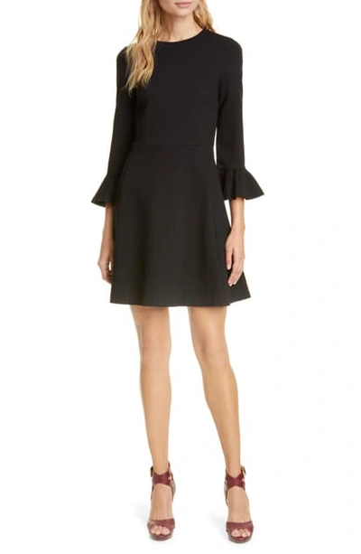 Shop Kate Spade Bell Sleeve Ponte Fit & Flare Dress In Black