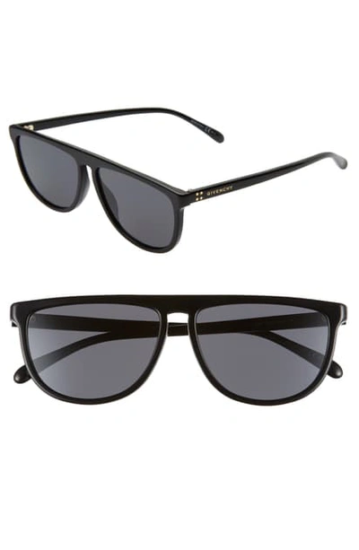 Shop Givenchy 57mm Flat Top Sunglasses In Black/ Grey Blue