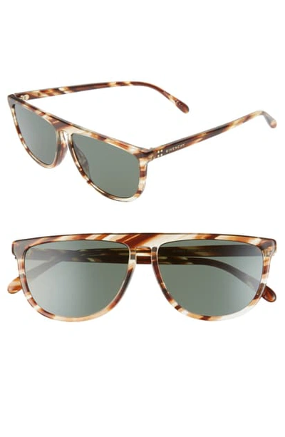Shop Givenchy 57mm Flat Top Sunglasses In Brown Horn/ Green