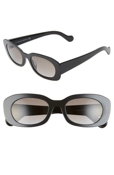 Shop Moncler 52mm Oval Sunglasses In Black/ Gradient Smoke