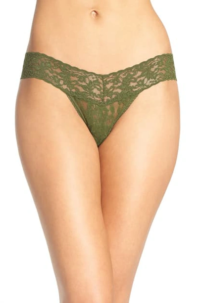 Shop Hanky Panky Signature Lace Low Rise Thong In Woodland Green