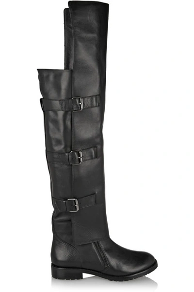 Tibi Gia Leather Over-the-knee Boots In Black