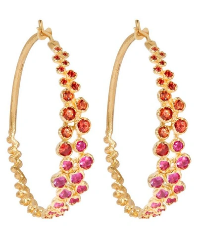 Shop Annoushka 18ct Gold Hidden Reef Large Sapphire Hoop Earrings