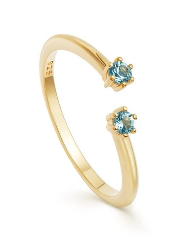 Shop Astley Clarke Gold Plated Vermeil Silver Linia London Blue Topaz Open Ring