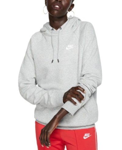 Shop Nike Women's Sportswear Essential Fleece Hoodie In Charcoal Heathr/white