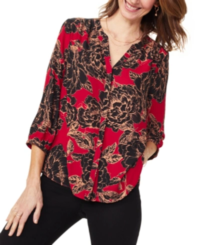 Shop Nydj Pleated Blouse In Avalon Bloom