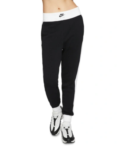 Shop Nike Women's Air Fleece Sweatpants In Black/birch Heather/white