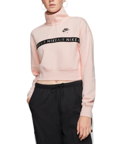 Nike Air Fleece Half zip Cropped Top In Pink ModeSens