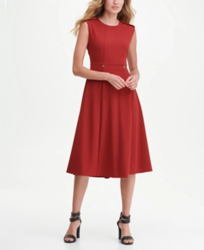 Shop Dkny Utility Midi Fit Flare Dress In Spice
