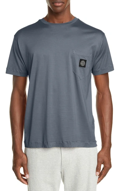 Shop Stone Island New Stone Patch Pocket T-shirt In Blue