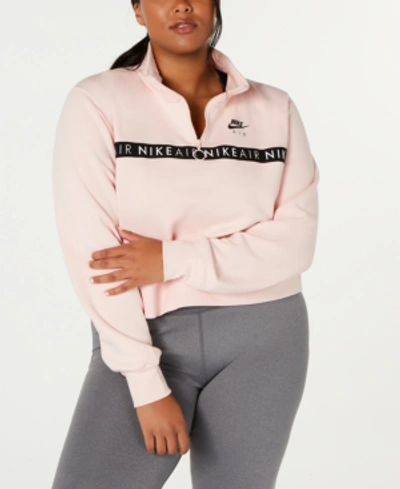 Shop Nike Plus Size Air Zip Cropped Top In Echo Pink
