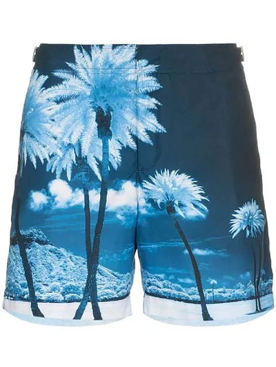 Shop Orlebar Brown Bulldog Blue Palms Swim Shorts Blue Palms