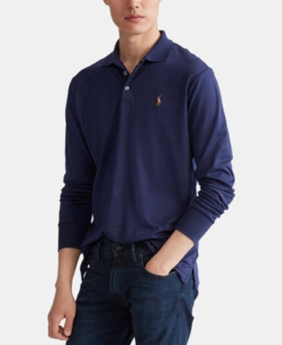 Shop Polo Ralph Lauren Men's Long Sleeve Soft Cotton Polo Shirt In French Navy
