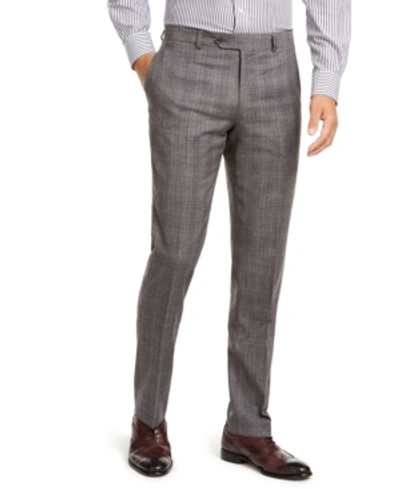 Shop Tommy Hilfiger Men's Modern-fit Thflex Stretch Gray/black Plaid Suit Separate Pants In Grey