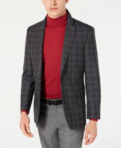 Shop Tommy Hilfiger Men's Modern-fit Thflex Stretch Gray/brown Plaid Sport Coat In Grey/brown