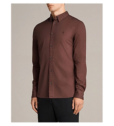 Shop Allsaints Redondo Slim-fit Cotton Shirt In Cavalry Red