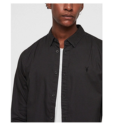 Shop Allsaints Redondo Slim-fit Cotton Shirt In Chain Grey