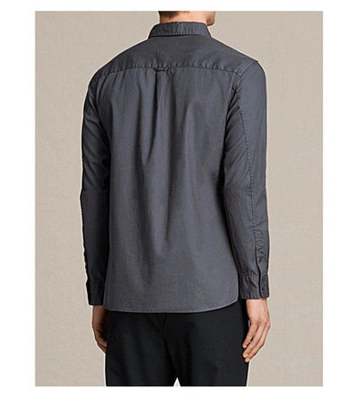 Shop Allsaints Redondo Slim-fit Cotton Shirt In Dark Marine