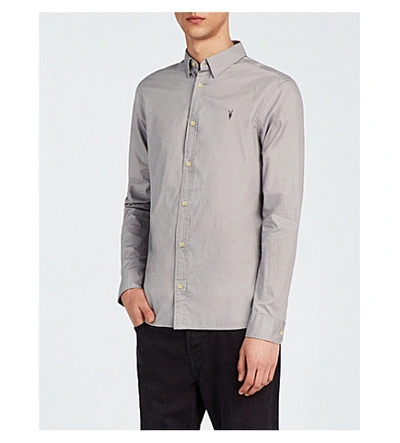 Shop Allsaints Redondo Slim-fit Cotton Shirt In Land Grey