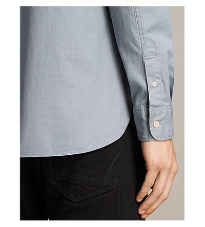 Shop Allsaints Redondo Slim-fit Cotton Shirt In Shadow Blue