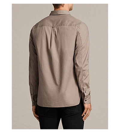 Shop Allsaints Redondo Slim-fit Cotton Shirt In Shale Brown