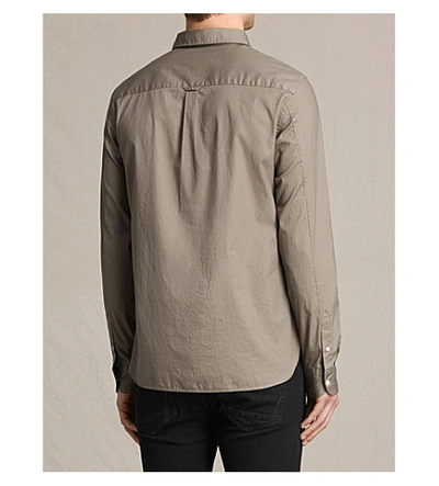 Shop Allsaints Redondo Slim-fit Cotton Shirt In Taupe