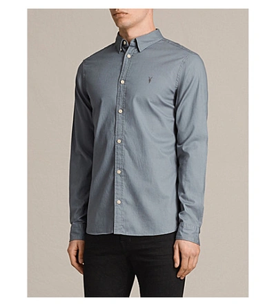 Shop Allsaints Redondo Slim-fit Cotton Shirt In Vista Blue