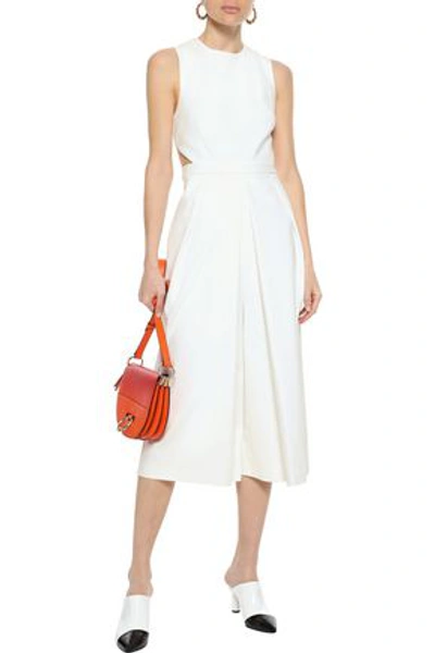 Shop Tibi Woman Agathe Cropped Cutout Pleated Cady Jumpsuit White