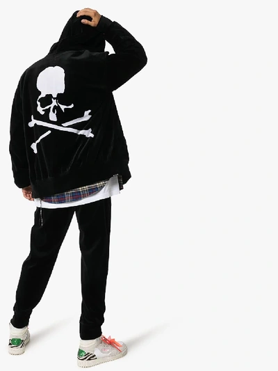 Shop Mastermind Japan Skull Print Velvet Hoodie In Black