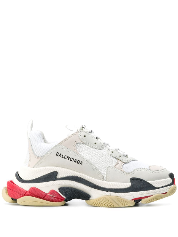 Balenciaga Suede Triple S Sneakers in White Grey White for