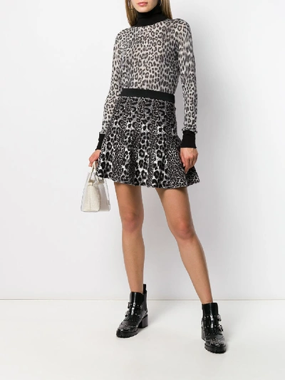 Shop Michael Michael Kors Animalmix Panel Skirt In Grey