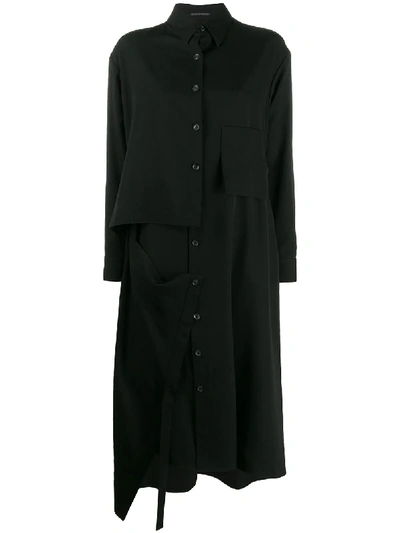 Shop Yohji Yamamoto Deconstructed Shirt Dress In Black