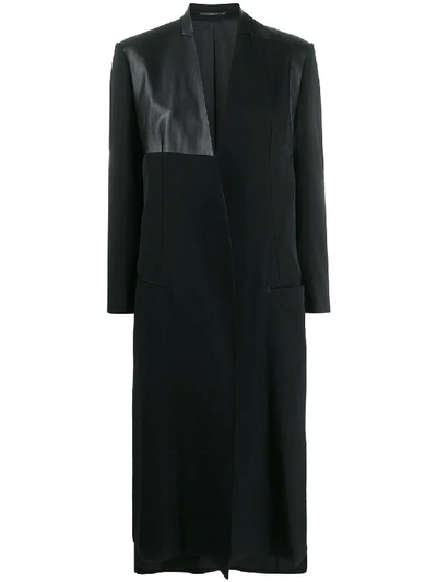 Shop Yohji Yamamoto Lambskin Panel Coat In Black