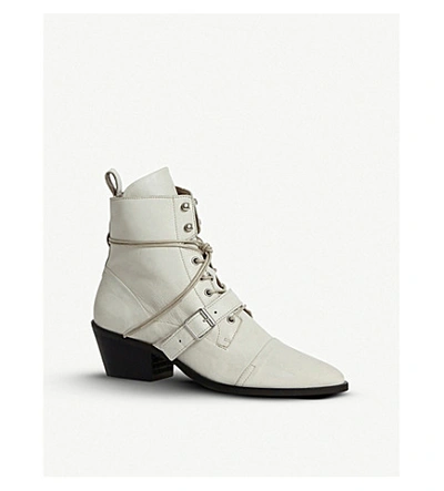Shop Allsaints Katy Heeled Leather Boots In White