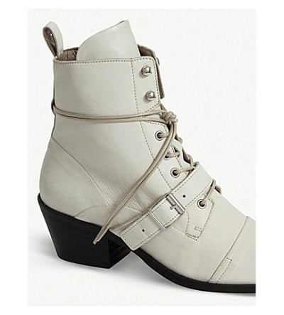 Shop Allsaints Katy Heeled Leather Boots In White