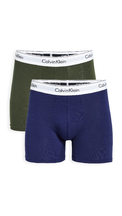 Shop Calvin Klein Underwear Modern Cotton Stretch Boxer Briefs In Duffle Bag/purple Night