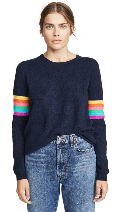 Shop Jumper 1234 Rainbow Cashmere Crew Sweater In Navy