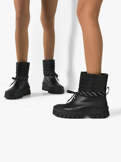 Shop Ganni Black Biker Leather Ankle Boots