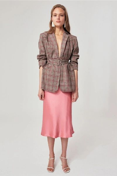 Shop C/meo Collective Hybrid Blazer In Taupe Check