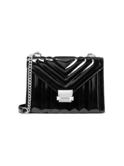 Shop Michael Kors Whitney Quilted Patent Leather Shoulder Bag In Black