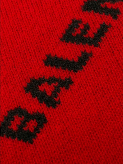 Shop Balenciaga Allover Logo Crewneck Sweater In Red