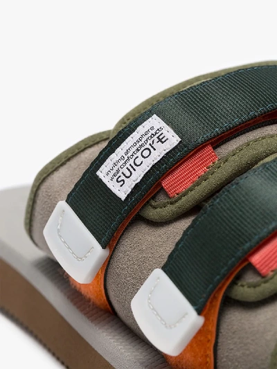 Shop Suicoke Grey Moto Leather Slides