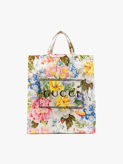 Shop Gucci Shopper Mit Blumen-print In Multicolour