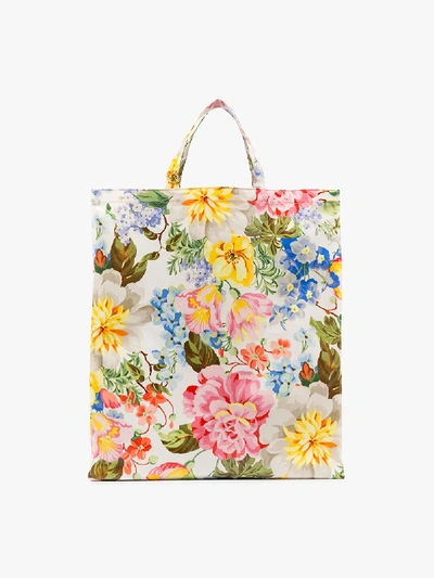 Shop Gucci Shopper Mit Blumen-print In Multicolour