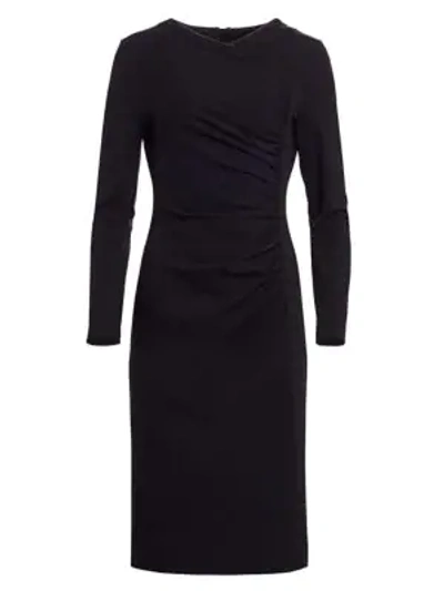 Shop Escada Diasa Ruched Midi Dress In Navy