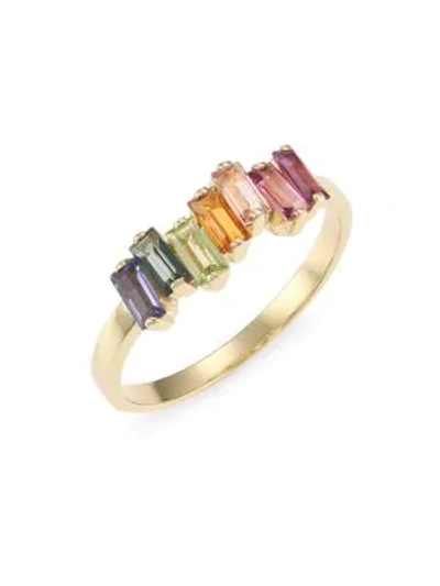 Shop Kalan By Suzanne Kalan 14k Yellow Gold & Rainbow Multi-stone Ring