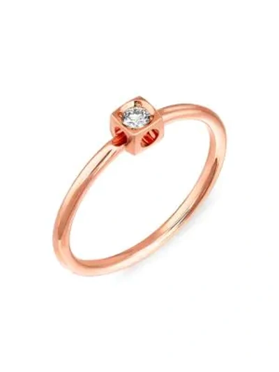 Shop Dinh Van Women's Le Cube Diamond 18k Rose Gold Ring